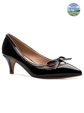D'Orsay Bow Kitten Heel Pump Closed Toe Dress Work Party Mid Heel